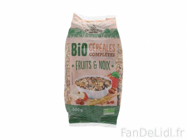 Muesli croustillant Bio ou céréales complètes Bio chez , le prix 2.25 € 

Caractéristiques

- ...