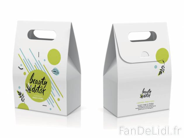 Coffret de 4 masques visage en tissu détox , le prix 8.99 € 
- Un masque au ...