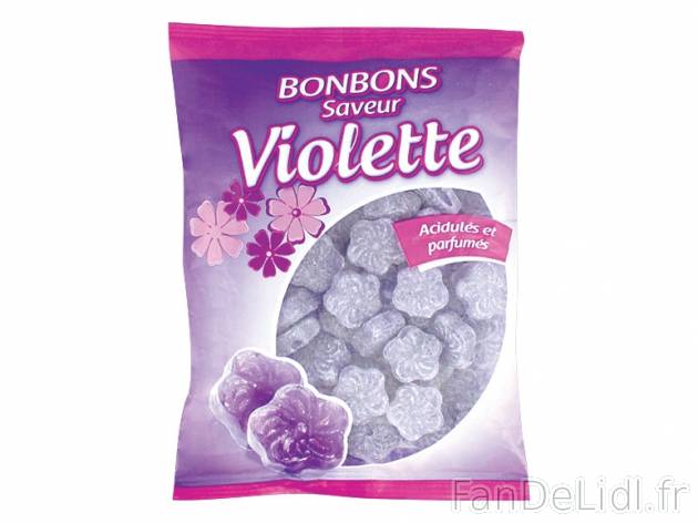 Bonbons saveur violette , prezzo 1.19 € per 250 g, 1 kg = 4,76 € EUR.