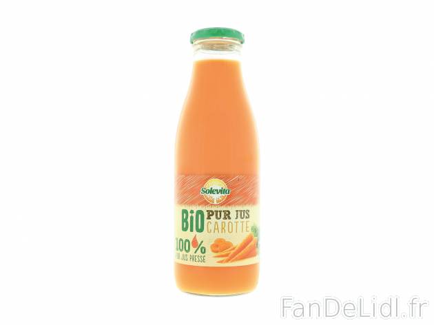 Pur jus de carotte Bio , le prix 1.49 € 

Caractéristiques

- Bio
- AB agriculture ...
