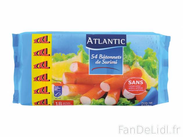 54 bâtonnets de surimi saveur crabe MSC , le prix 2.89 € 
- Prix normal pour ...
