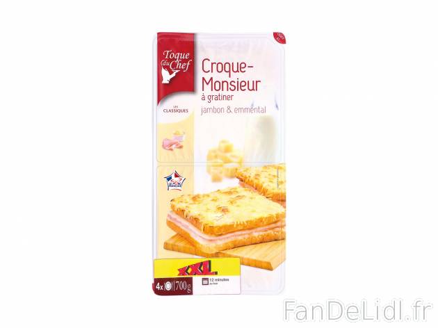 4 croque-monsieur XXL , le prix 2.65 € 
- Prix normal pour 350 g (2 croque-monsieur) ...