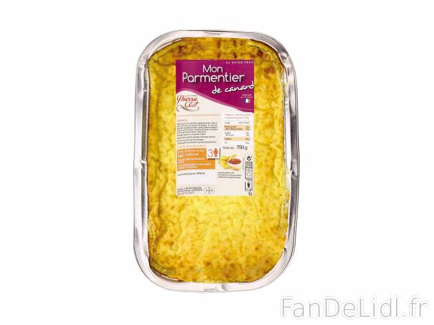 Parmentier de canard , le prix 4.99 € 

Caractéristiques

- Transformé en ...