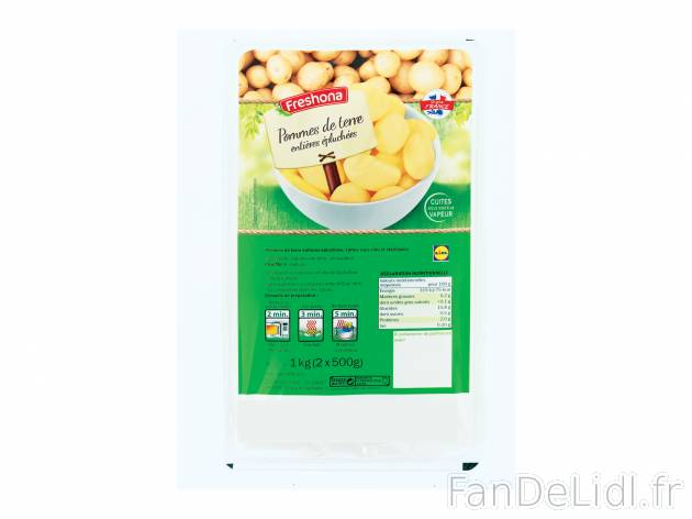 Pommes de terre entières sous vide , le prix 1.33 € 
- Le paquet de 1 kg : 1,99 ...
