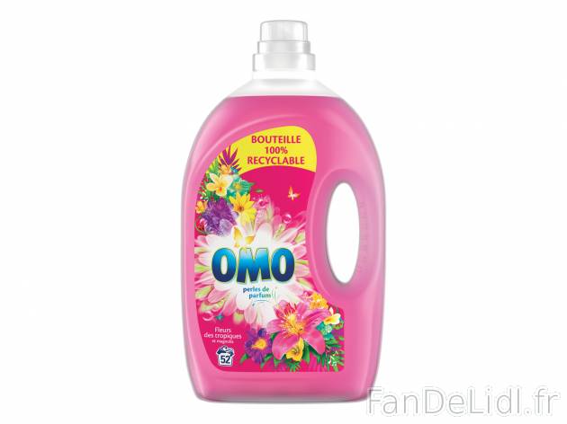 OMO lessive liquide , le prix 5.21 €  
-  52 lavages
-  Variétés au choix