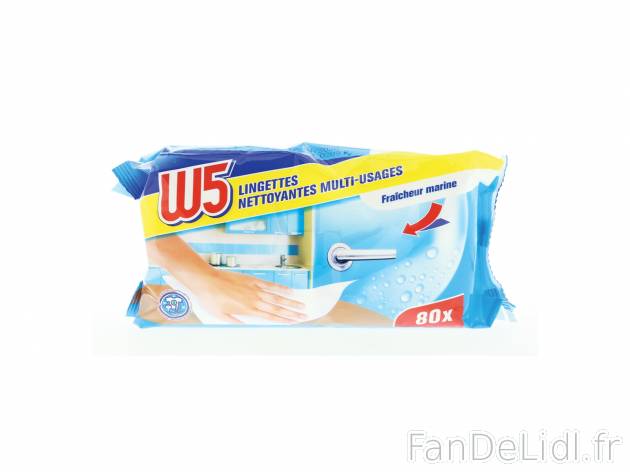80 lingettes nettoyantes multi-usages , le prix 1.33 € 
- Le paquet de 80 lingettes ...
