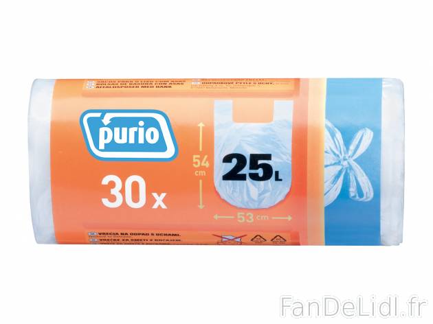 Sacs poubelle , le prix 1.06 € 
- Le paquet de 30 sacs : 1,59 €
- Les 3 paquets ...