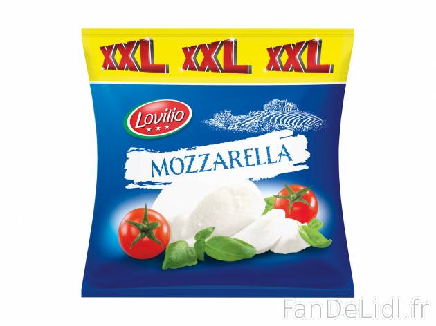 Mozzarella XXL , le prix 0.99 € 
- Prix normal pour 125 g : 0,59 € (1 kg = ...