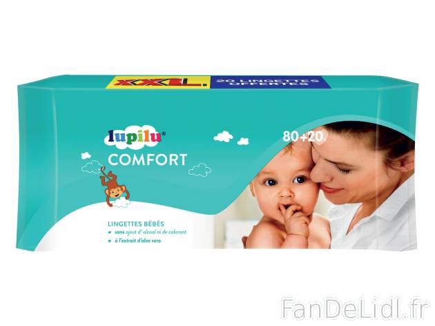 100 lingettes imprégnées pour bébé , le prix 1.09 € 
- Prix normal pour 80 ...