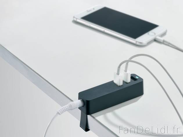 Chargeur de bureau USB , le prix 9.99 € 
- Pour jusqu’à 3 appareils
- 3 Ports ...
