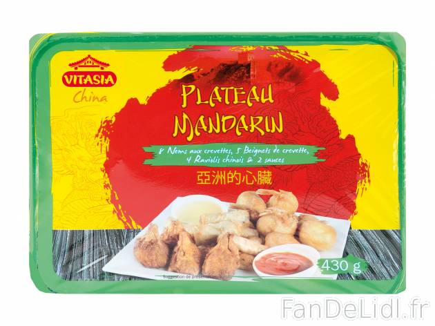 Plateau mandarin , le prix 3.99 € 
- 2 sauces incluses !
- Composé de 8 nems ...