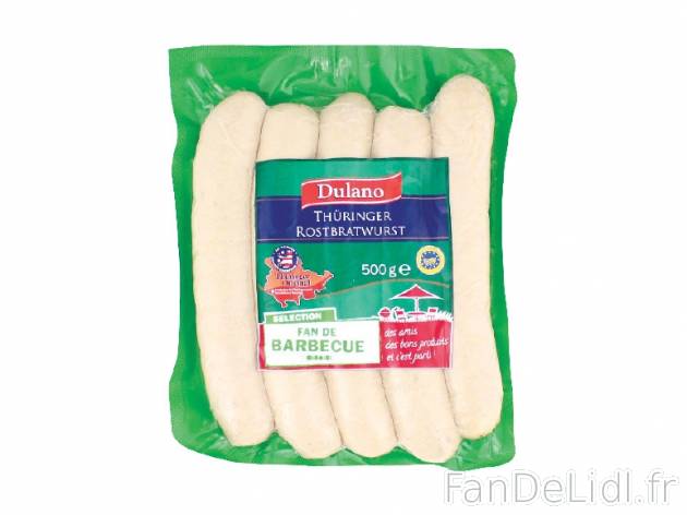 5 véritables saucisses de Thuringe IGP , prezzo 2.79 € per 500 g, 1 kg = 5,58 ...