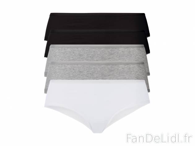 Hipsters femme , le prix 7.99 € 
- Ex. 95 % coton et 5 % élasthanne
- Du S ...