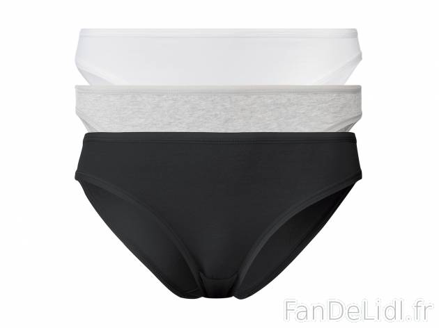 Slips femme , le prix 6.99 € 
- Ex. 95 % coton et 5 % élasthanne
- Du S au ...