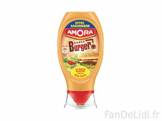 Amora sauce burger , prezzo 1.39 € per 448 g, 1 kg = 3,10 € EUR.