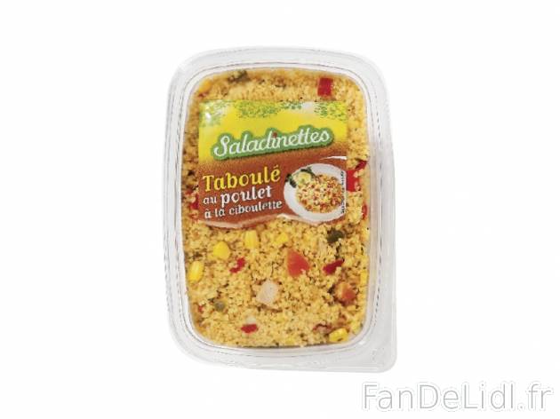 Taboulé au poulet à la ciboulette , prezzo 1.59 € per 500 g, 1 kg = 3,18 € EUR.