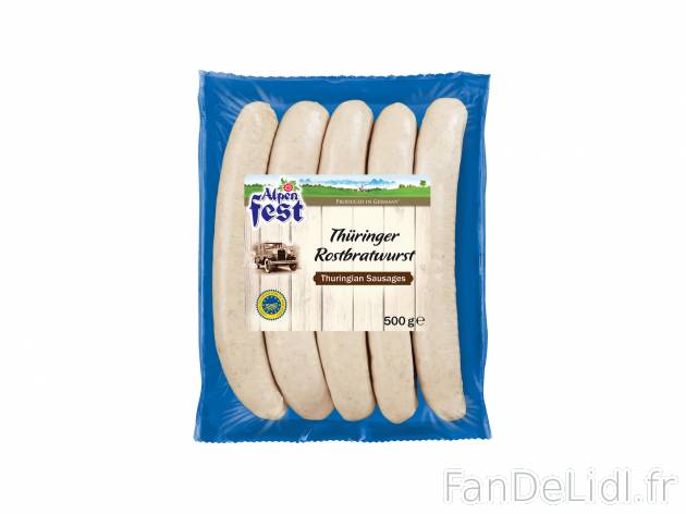 Thüringer Rostbratwurst IGP , le prix 2.49 &#8364; 
- Saucisses de Thuringe
- ...