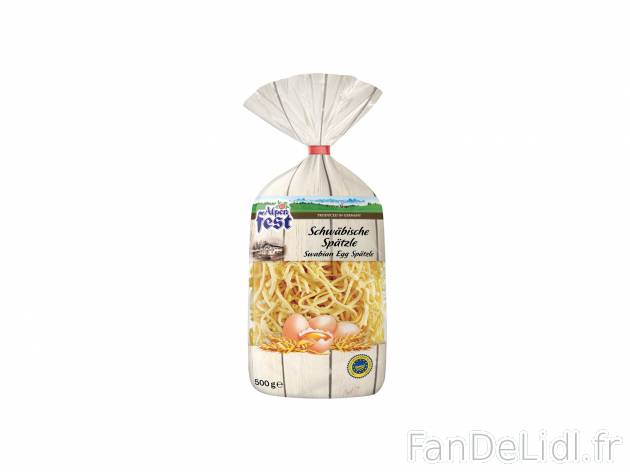 Schwäbische spätzle aux 4 œufs , le prix 0.99 &#8364;  

Caractéristiques

- IGP