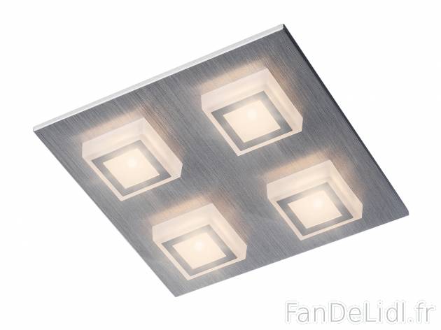 Plafonnier LED en aluminium brossé , le prix 29.99 € 
- 4 modules LED basse ...