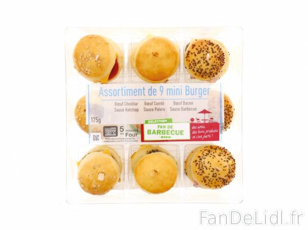 9 mini burger1 , prezzo 5.99 € per 175 g 
-  Inédit chez Lidl