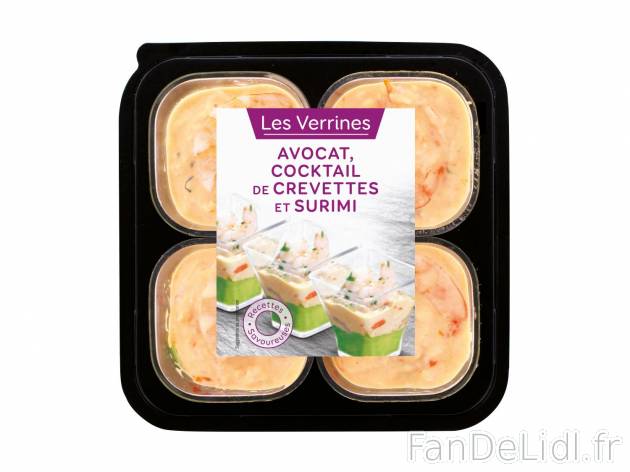 4 verrines1 , prezzo 3.99 € per 4 x 45 g au choix 
- Au choix : avocat-cocktail ...