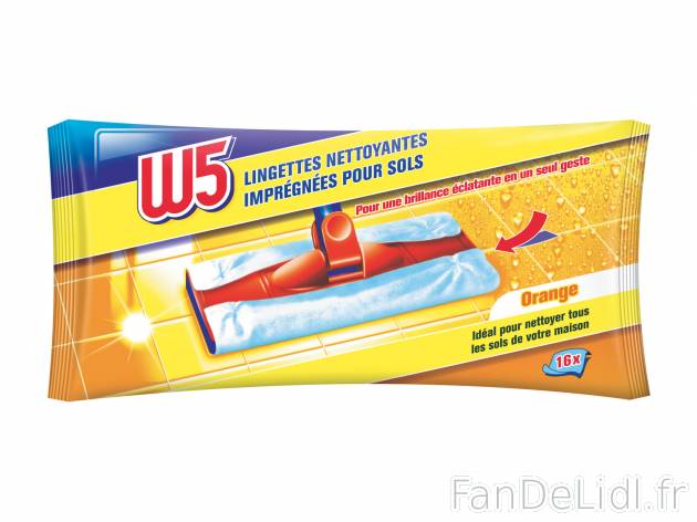 Lingettes impregnées pour sols , le prix 0.99 € 
- Au choix : orange, citron ...