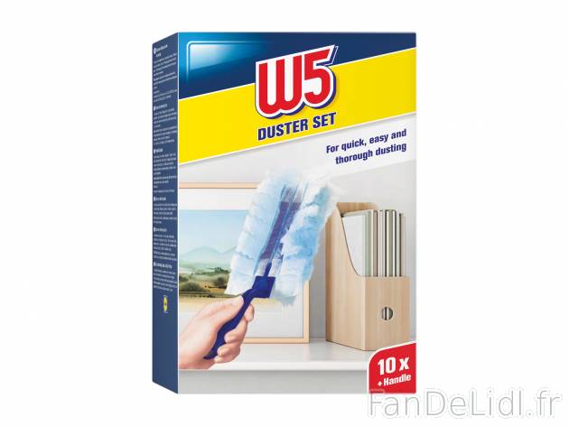 Kit plumeau , le prix 2.49 €  
-  Contient 1 poignée et 10 plumeaux