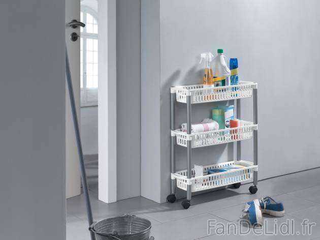 Desserte à roulettes , le prix 8.99 € 
- Env. 57 x 19,5 x 67 cm (l x p x h)
- ...