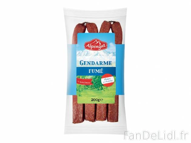 4 gendarmes fumés du Tyrol , prezzo 2.29 € per 200 g, 1 kg = 11,45 € EUR.