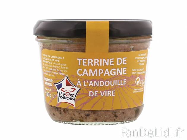 Terrine1 , prezzo 0.99 € per 180 g au choix 
- Au choix : campagne à l’andouille ...