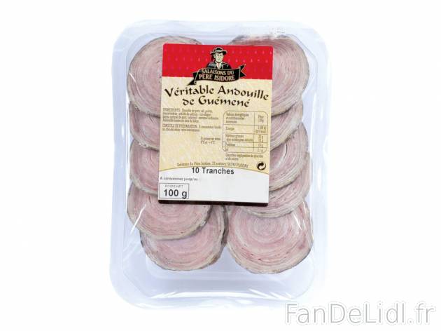 Véritable andouille de Guémené1 , prezzo 2.49 € per 100 g 
-  10 tranches