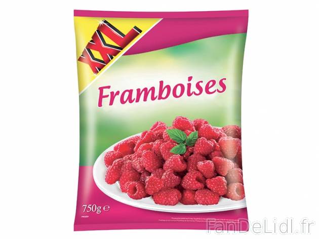 Framboises , prezzo 2.33 € per 750 g, 1 kg = 3,11 € EUR. 
- 500 g + 250 g GRATUITS ...