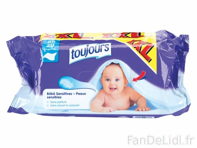 100 lingettes imprégnées pour bébés , prezzo 1.09 € per Le paquet de 100 lingettes ...