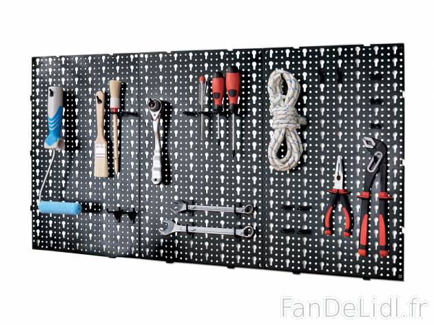 Panneau à outils , le prix 6.99 € 
- Set de 30
- Support, crochets et clips ...
