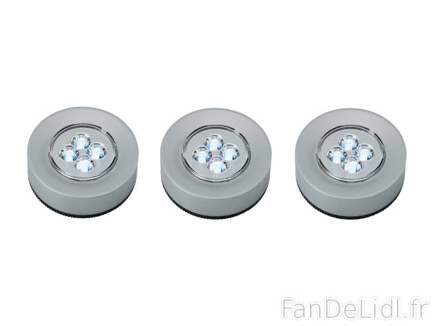 Lampes à LED , le prix 3.99 € 
- Interrupteur à pression
- Lot de 3
- Pastilles ...