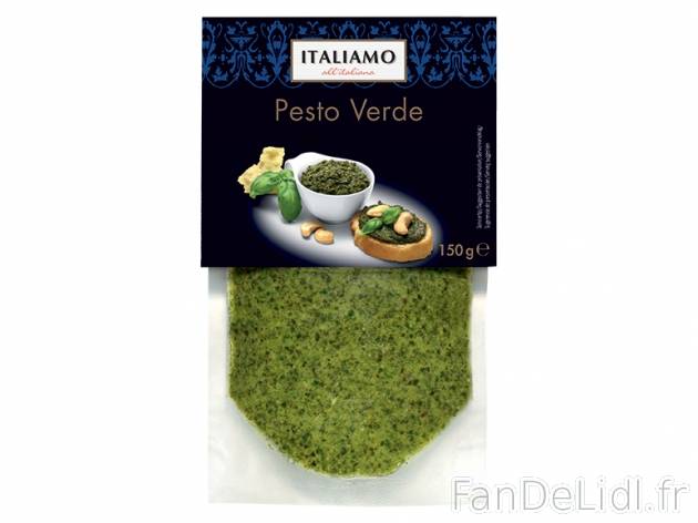 Pesto , prezzo 1.69 € per 150 g au choix, 1 kg = 11,27 € EUR. 
- Au choix : ...