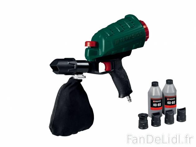 Pistolet de sablage pneumatique Parkside, le prix 11.99 € 
- 6,3 bar max.
- ...