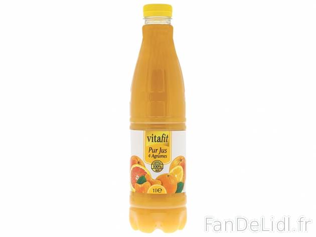Pur jus de 4 agrumes , prezzo 0.79 € per La bouteille de 1 L 
- 100 % de teneur ...