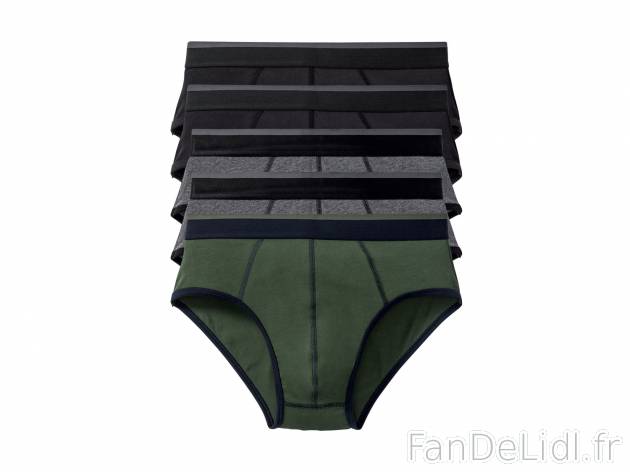 Slips homme , le prix 7.99 € 
- Ex. 95 % coton et 5 % élasthanne
- Lot de 5
- ...