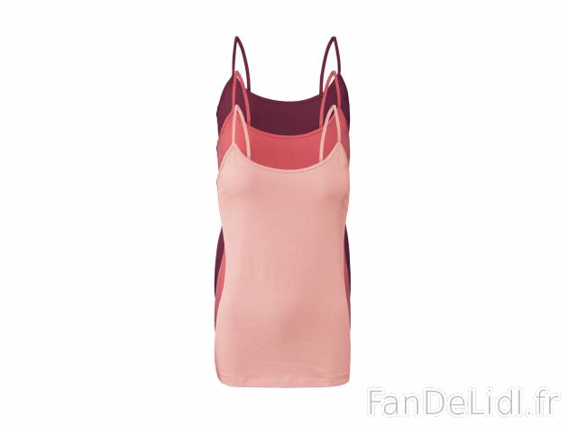 Débardeurs à fines bretelles femme , le prix 7.99 € 
- Ex. 95 % coton et 5 ...