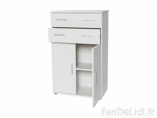 Commode avec 2 tiroirs et 2 portes , le prix 39.99 € 
- 2 tiroirs avec guides ...