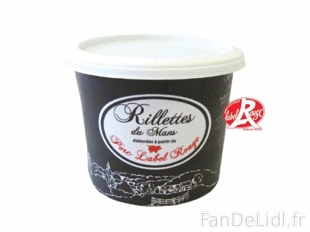 Rillettes du Mans Label Rouge , prezzo 1.99 € per 220 g, 1 kg = 9,05 € EUR.