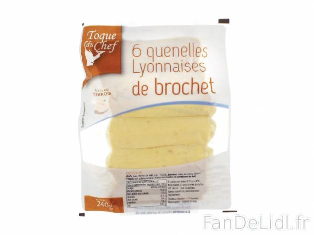 6 quenelles lyonnaises , prezzo 0.79 € per 240 g au choix, 1 kg = 3,29 € EUR. ...