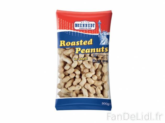 Cacahuètes grillées en coques , prezzo 1.99 € per 500 g, 1 kg = 3,98 € EUR.