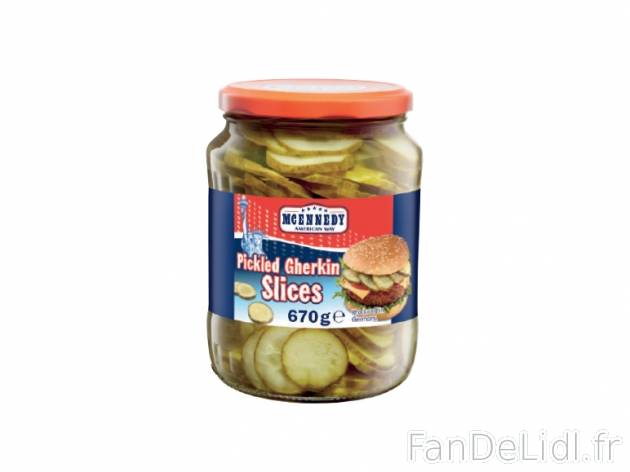 Cornichons tranchés , prezzo 1.49 € per 400 g (PNE), 1 kg = 3,73 € EUR.