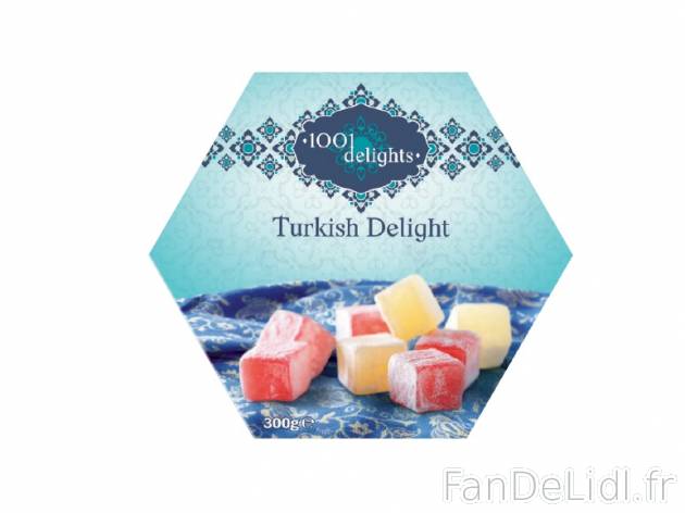Loukoums , prezzo 2.49 € per 300 g, 1 kg = 8,30 € EUR. 
- Assortiment saveur ...