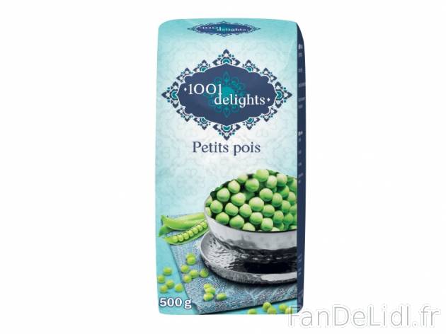 Petits pois , prezzo 0.79 € per 500 g, 1 kg = 1,58 € EUR.  
-      Inédit chez Lidl