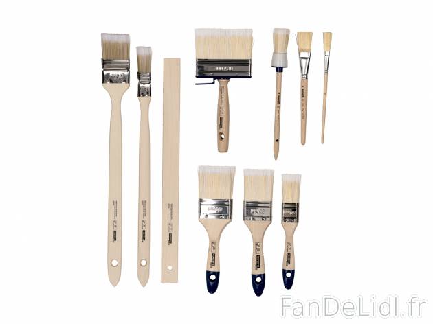 Pinceaux , le prix 6.99 € 
- Set de 10 : 3 pinceaux plats, 2 pinceaux à radiateur, ...