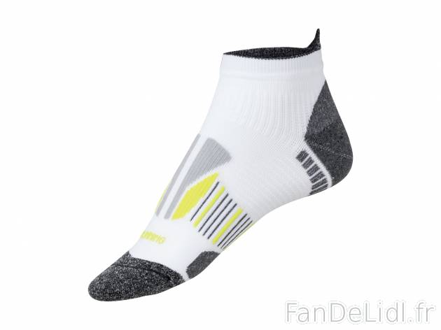 Chaussettes de running femme , le prix 2.99 € 
- Ex. 57 % polyamide, 39 % polyester ...