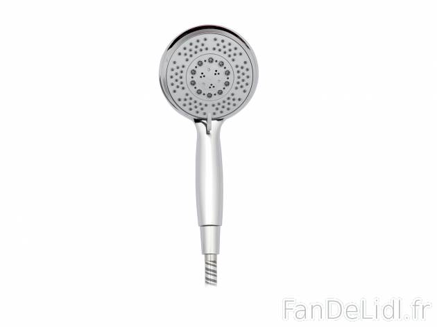 Pommeau de douche multifonction , le prix 9.99 € 
- 5 jets : jet pluie fine, ...